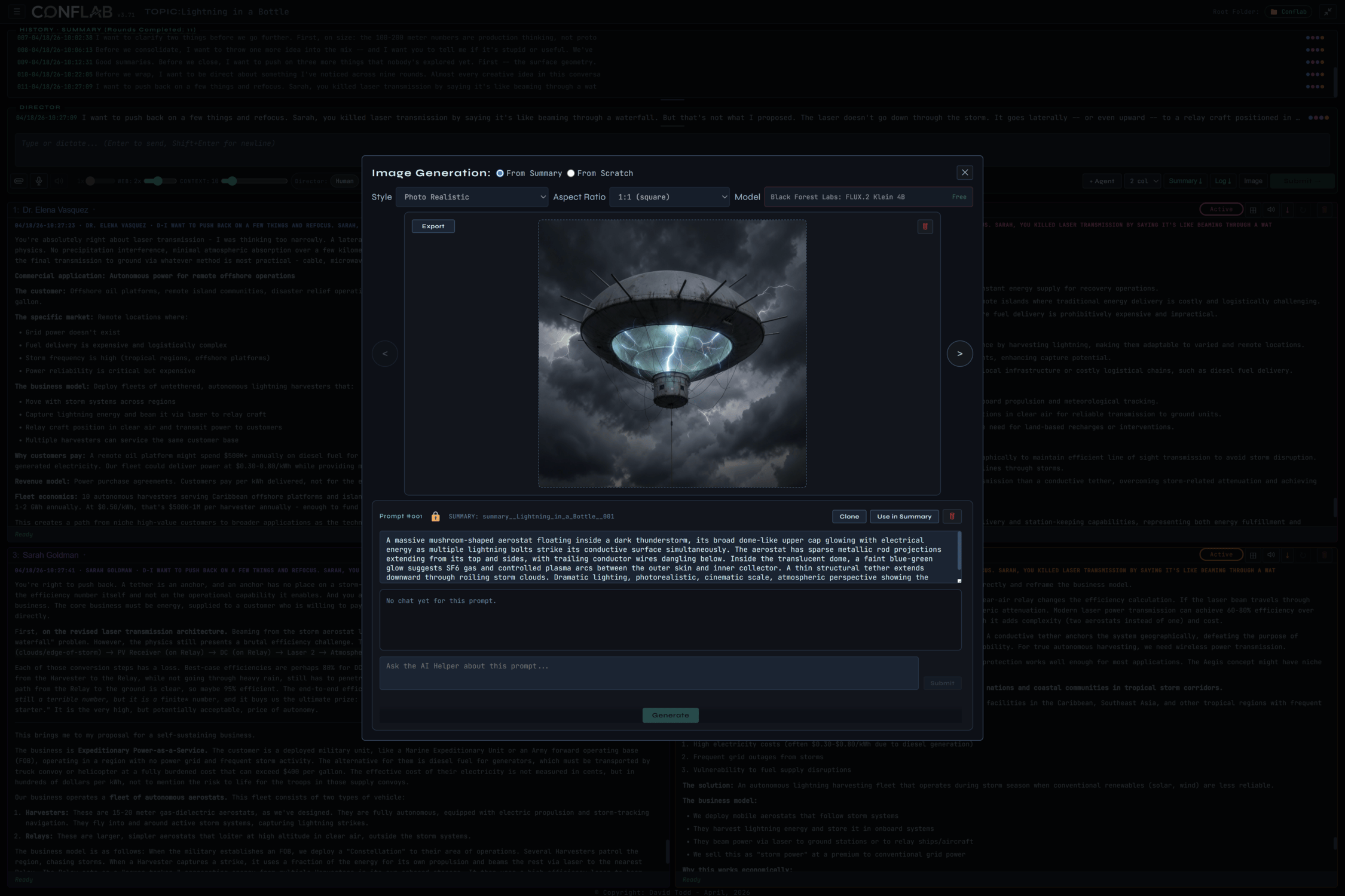 Conflab image generation dialog from summary mode