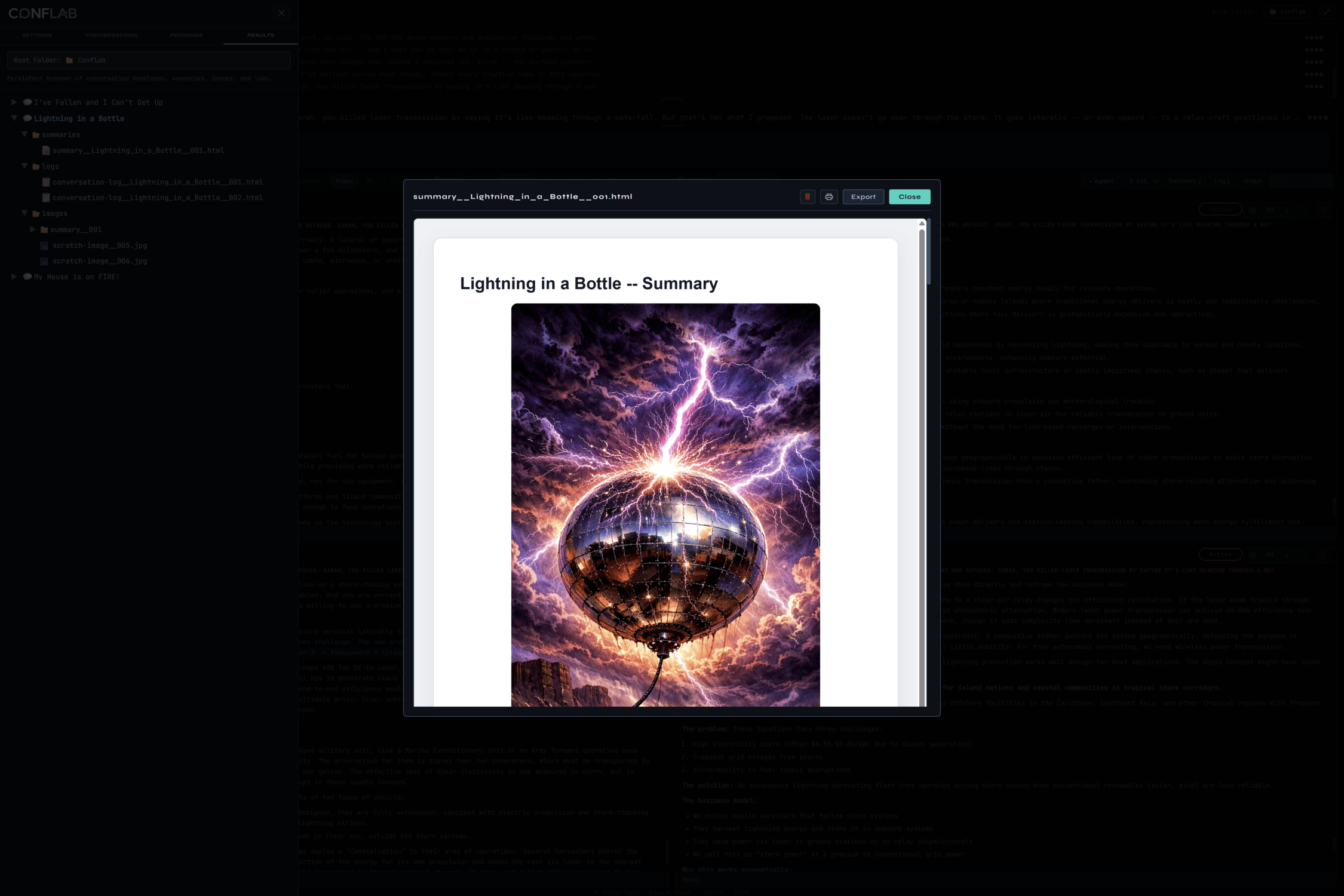 Conflab summary viewer modal