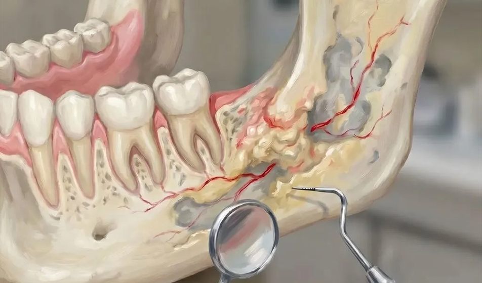Jawbone-health concept showing deterioration under clinical examination